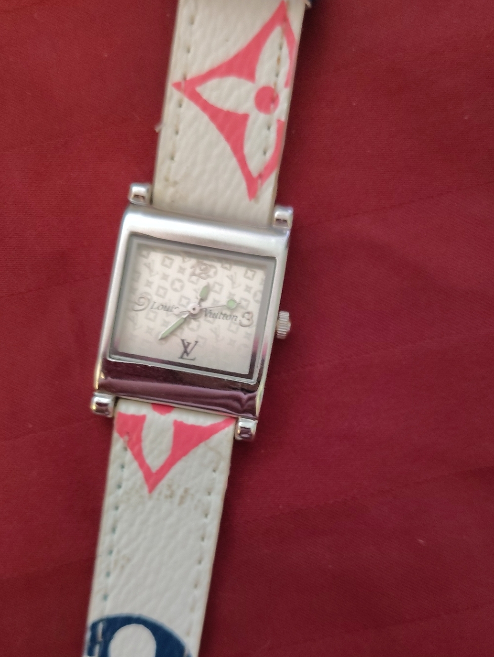 Vintage Louis Vuitton White Leather Strap Watch